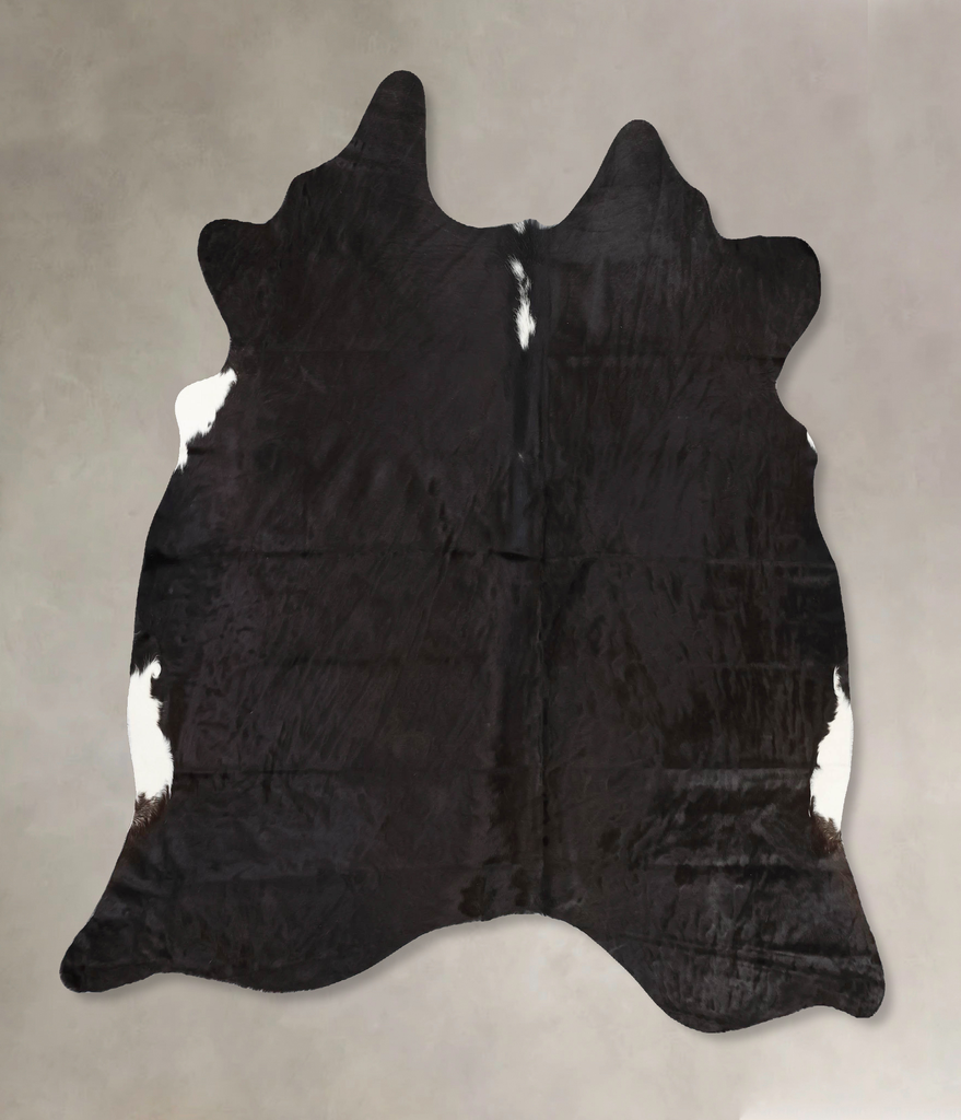 Solid Black X-Large Brazilian Cowhide Rug 7'0"H x 6'4"W #B13209 by Hudson Hides