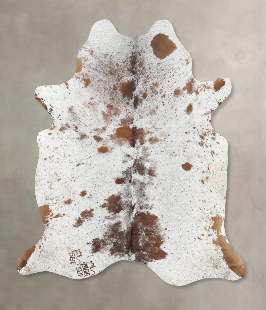 Salt and Pepper Brown X-Large Brazilian Cowhide Rug 6'11"H x 5'11"W #B13237 by Hudson Hides