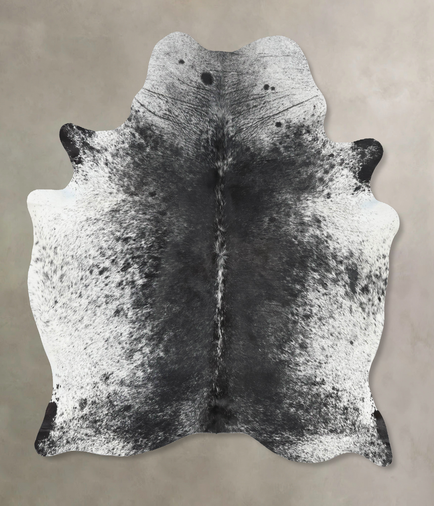 Salt and Pepper Black Large Brazilian Cowhide Rug 7'0"H x 5'5"W #B13247 by Hudson Hides