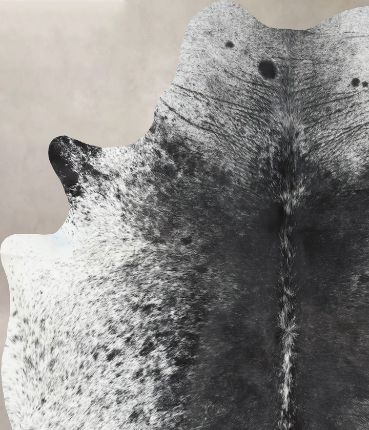 Salt and Pepper Black Large Brazilian Cowhide Rug 7'0"H x 5'5"W #B13247 by Hudson Hides