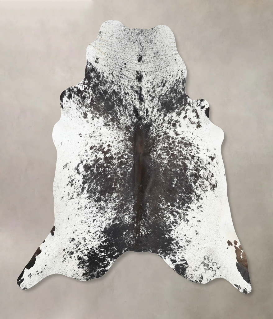Salt and Pepper Black X-Large Brazilian Cowhide Rug 7'3"H x 6'9"W #B13248 by Hudson Hides
