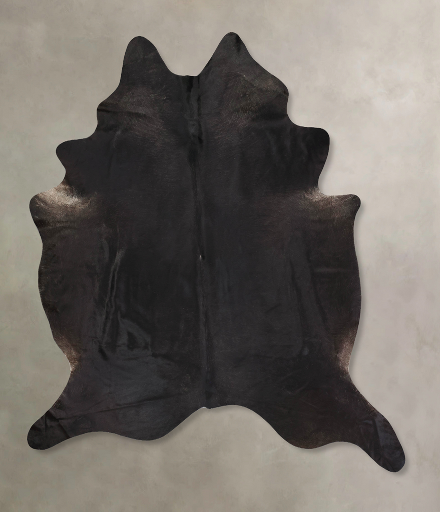 Solid Black XX-Large Brazilian Cowhide Rug 8'8"H x 7'1"W #B13284 by Hudson Hides
