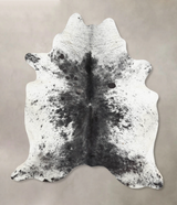 Salt and Pepper Black X-Large Brazilian Cowhide Rug 7'5"H x 6'1"W #B13297 by Hudson Hides