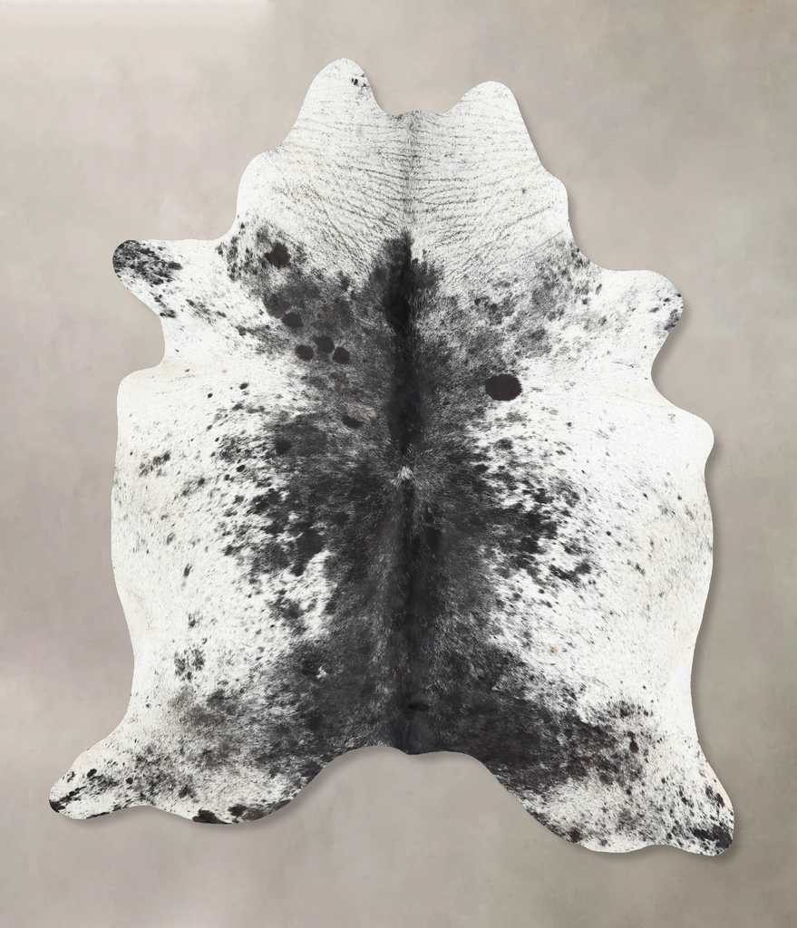 Salt and Pepper Black X-Large Brazilian Cowhide Rug 7'5"H x 6'1"W #B13297 by Hudson Hides