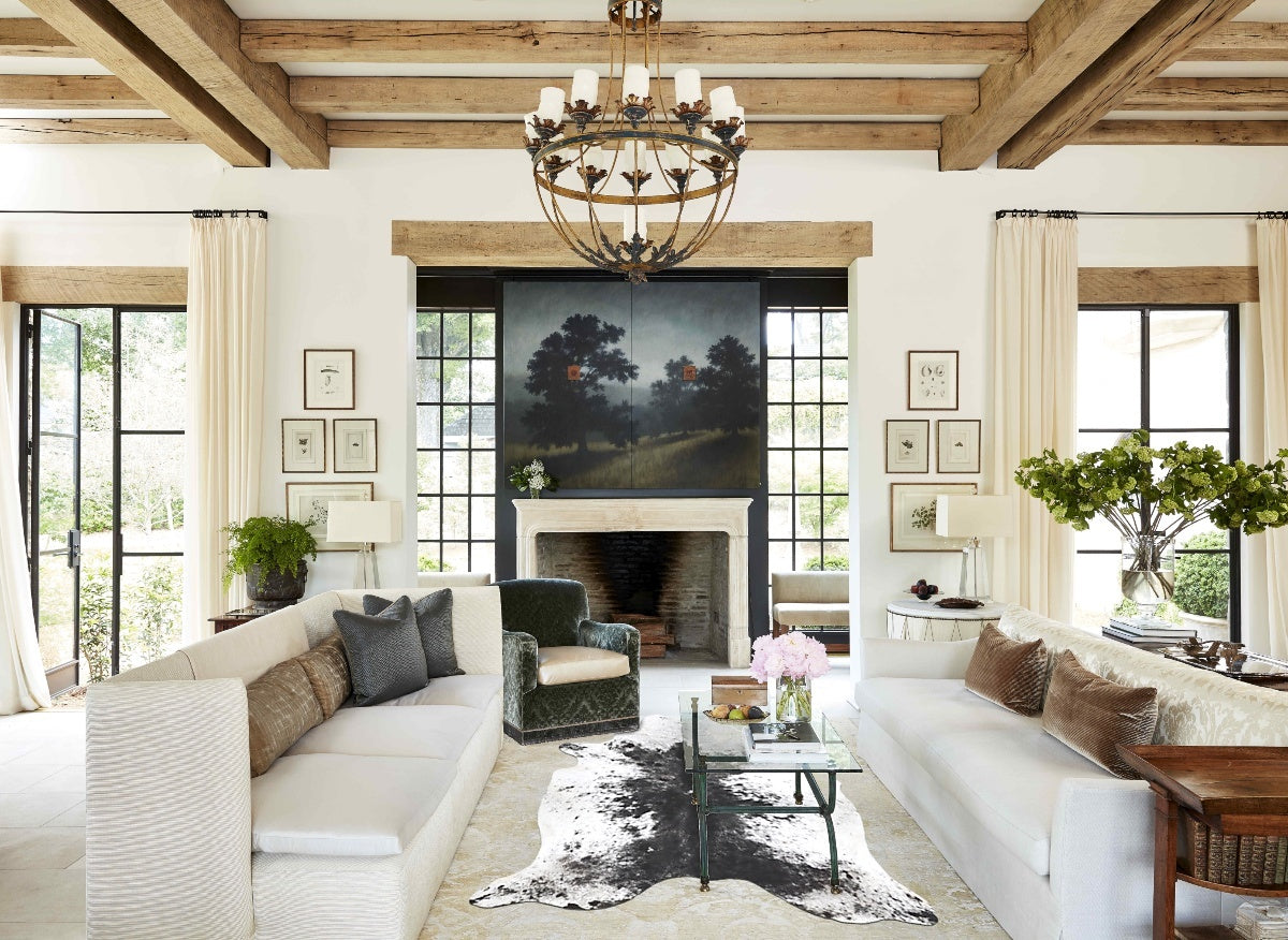Salt and Pepper Black X-Large Brazilian Cowhide Rug 7'5"H x 6'1"W #B13297 by Hudson Hides