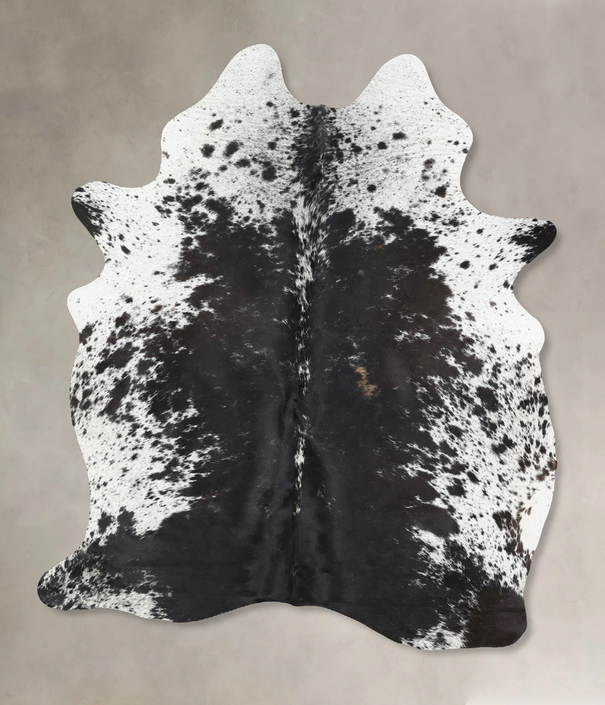 Salt and Pepper Black Large Brazilian Cowhide Rug 7'3"H x 5'2"W #B13310 by Hudson Hides