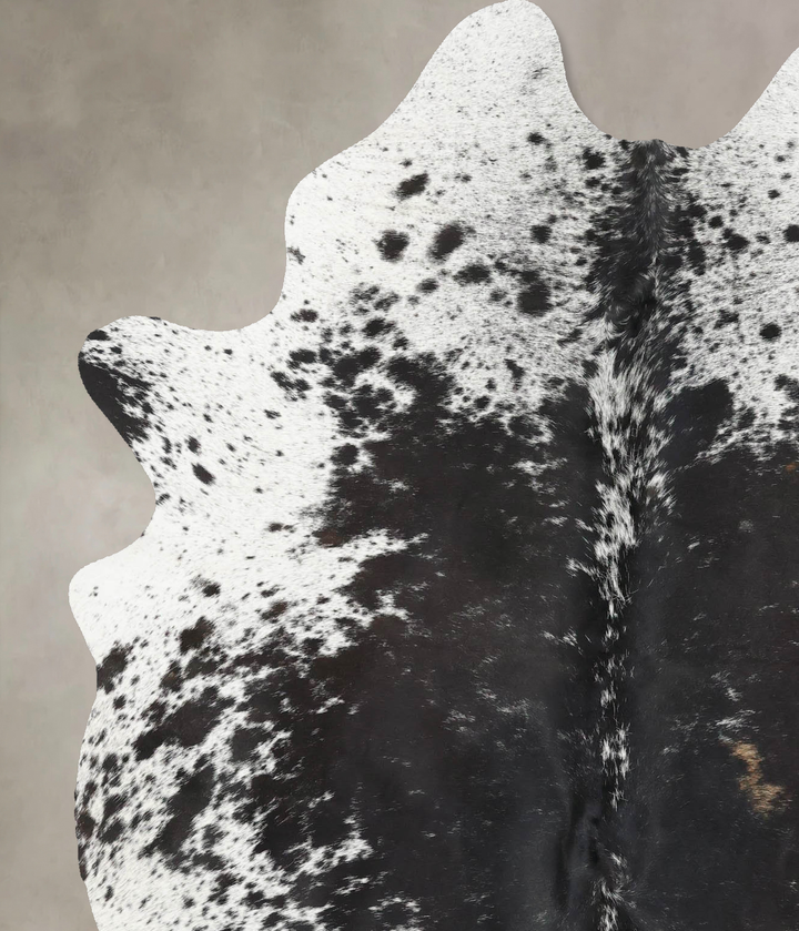 Salt and Pepper Black Large Brazilian Cowhide Rug 7'3"H x 5'2"W #B13310 by Hudson Hides