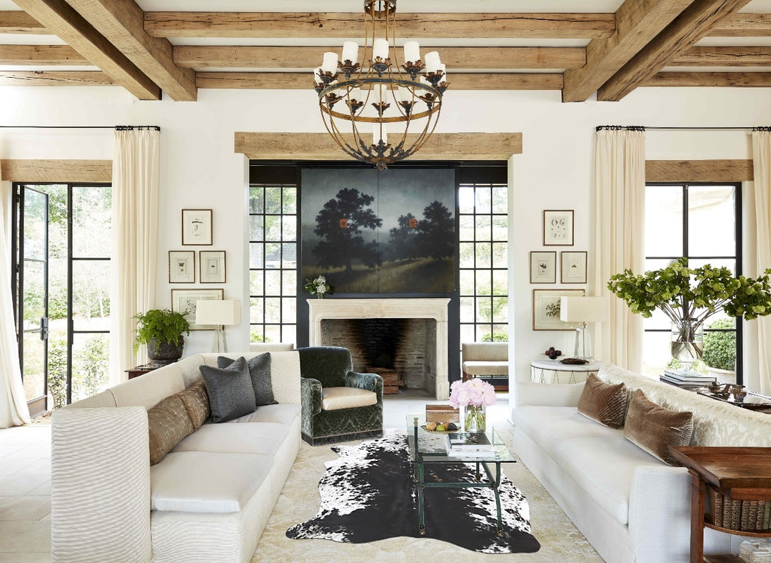 Salt and Pepper Black Large Brazilian Cowhide Rug 7'3"H x 5'2"W #B1331