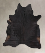 Solid Black X-Large Brazilian Cowhide Rug 7'8"H x 6'1"W #B13343 by Hudson Hides