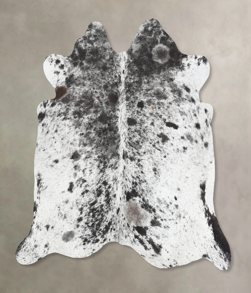 Salt and Pepper Black Large Brazilian Cowhide Rug 5'11"H x 6'7"W #B13358 by Hudson Hides