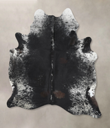 Salt and Pepper Black X-Large Brazilian Cowhide Rug 7'1"H x 5'8"W #B13359 by Hudson Hides