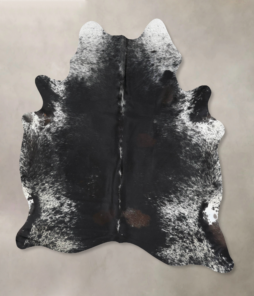 Salt and Pepper Black X-Large Brazilian Cowhide Rug 7'1"H x 5'8"W #B13359 by Hudson Hides