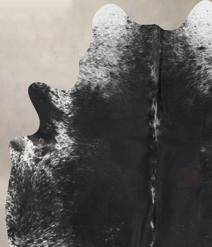 Salt and Pepper Black X-Large Brazilian Cowhide Rug 7'1"H x 5'8"W #B13359 by Hudson Hides