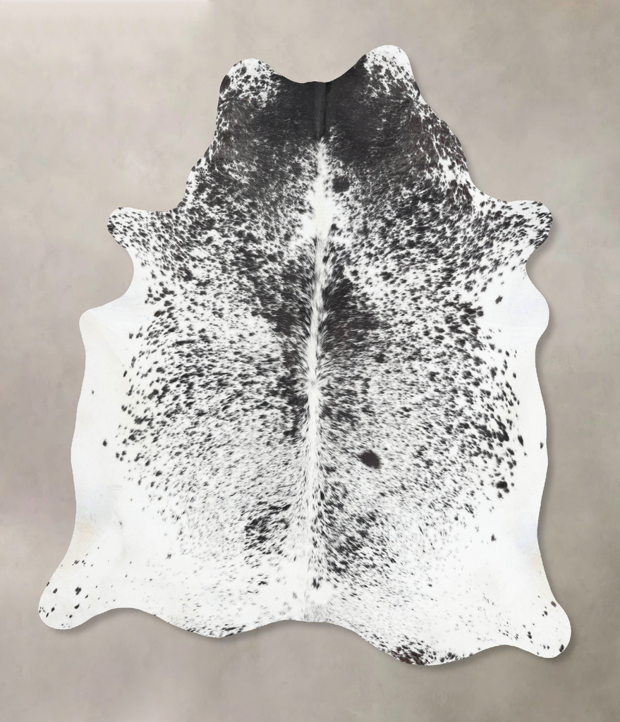 Salt and Pepper Black X-Large Brazilian Cowhide Rug 7'3"H x 5'9"W #B13360 by Hudson Hides