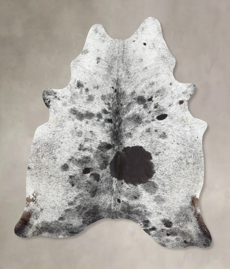 Salt and Pepper Black X-Large Brazilian Cowhide Rug 7'3"H x 5'11"W #B13366 by Hudson Hides