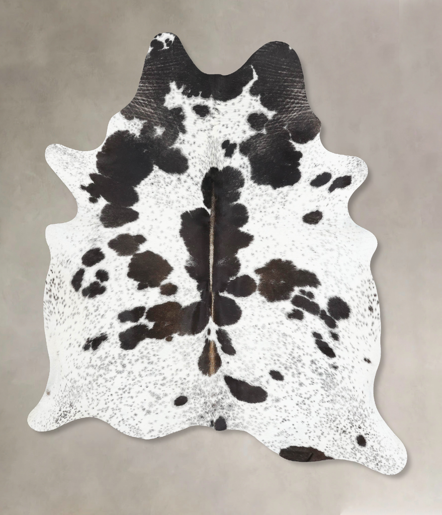 Salt and Pepper Black X-Large Brazilian Cowhide Rug 7'7"H x 5'10"W #B13378 by Hudson Hides