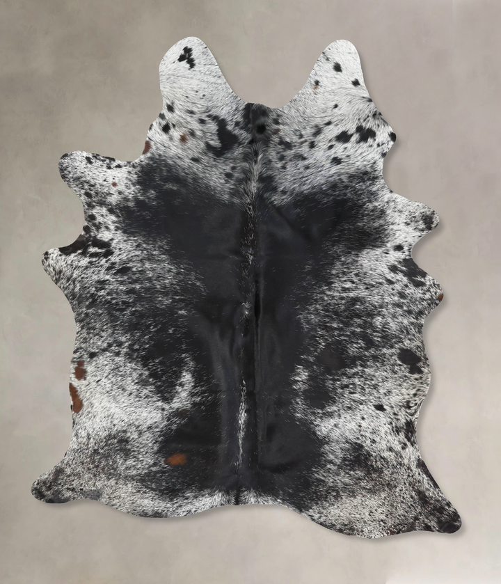 Salt and Pepper Black Large Brazilian Cowhide Rug 7'0"H x 5'2"W #B13379 by Hudson Hides