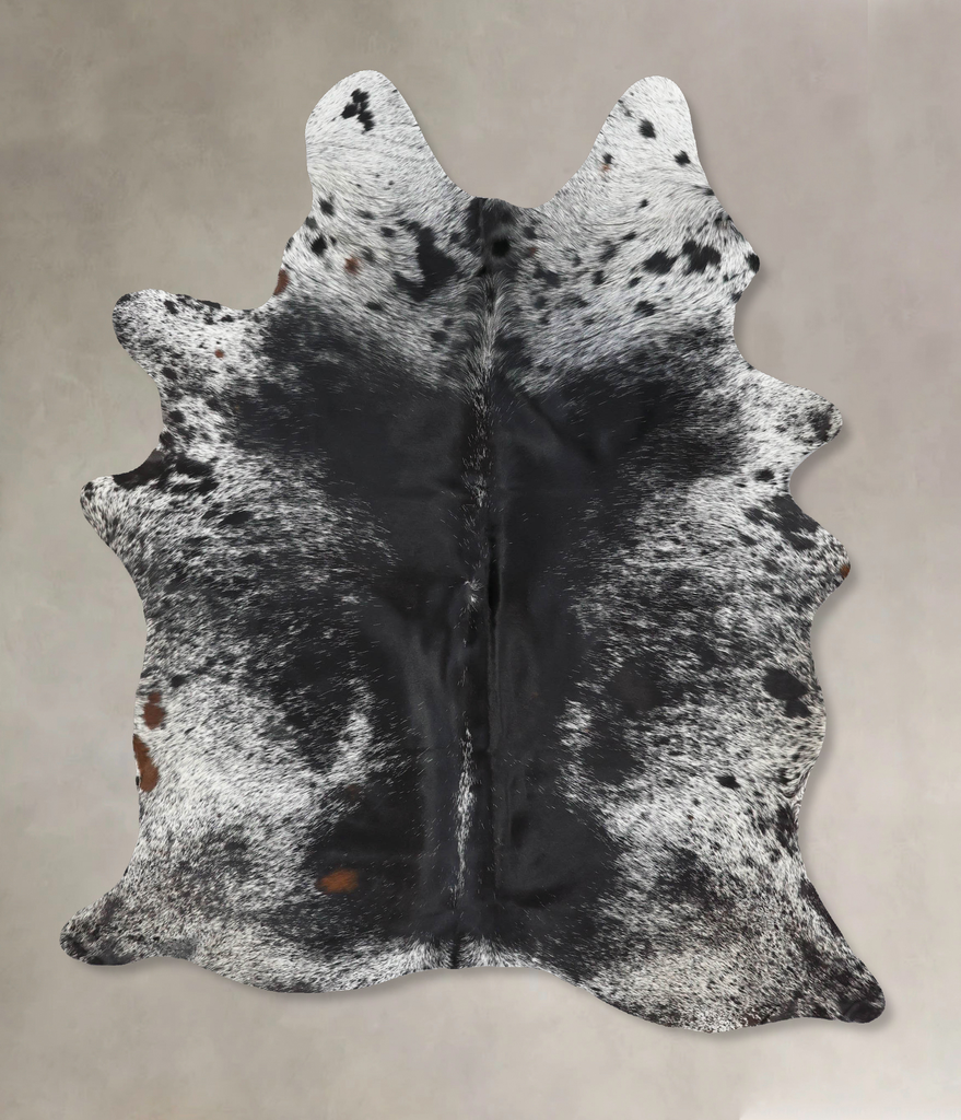 Salt and Pepper Black Large Brazilian Cowhide Rug 7'0"H x 5'2"W #B13379 by Hudson Hides