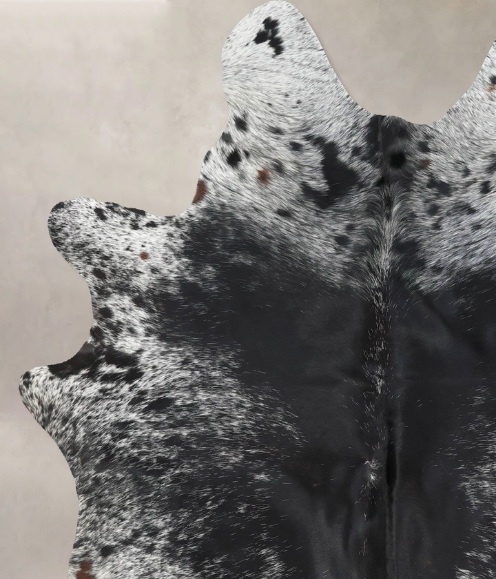 Salt and Pepper Black Large Brazilian Cowhide Rug 7'0"H x 5'2"W #B13379 by Hudson Hides