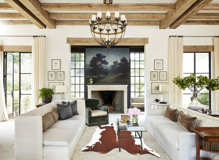 Hereford XX-Large Brazilian Cowhide Rug 8'0"H x 7'3"W #B13384 by Hudson Hides