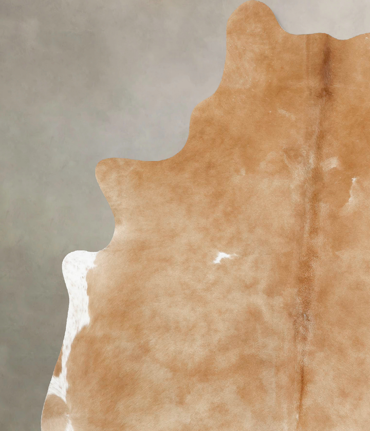 Beige and White X-Large Brazilian Cowhide Rug 7'6"H x 6'0"W #B13393 by Hudson Hides