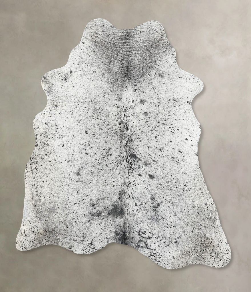 Salt and Pepper Black Large Brazilian Cowhide Rug 7'0"H x 5'8"W #B13400 by Hudson Hides