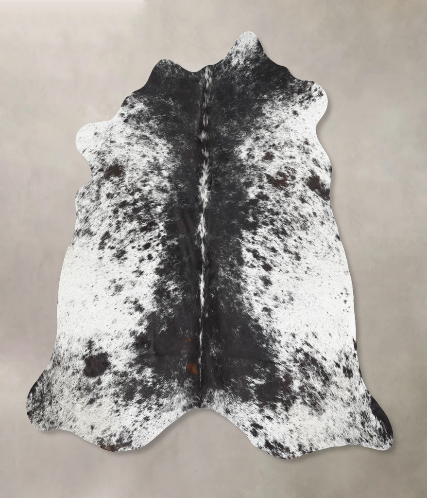 Salt and Pepper Black X-Large Brazilian Cowhide Rug 6'4"H x 6'5"W #B13404 by Hudson Hides