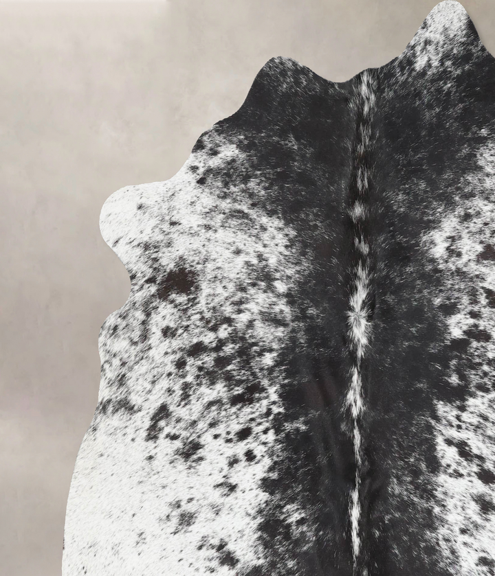 Salt and Pepper Black X-Large Brazilian Cowhide Rug 6'4"H x 6'5"W #B13404 by Hudson Hides
