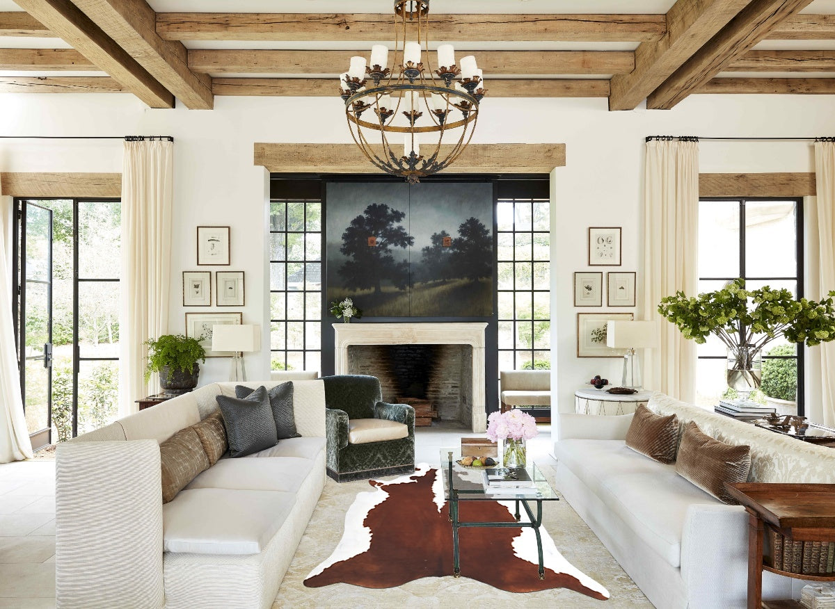 Hereford XX-Large Brazilian Cowhide Rug 7'11"H x 6'9"W #B13419 by Hudson Hides