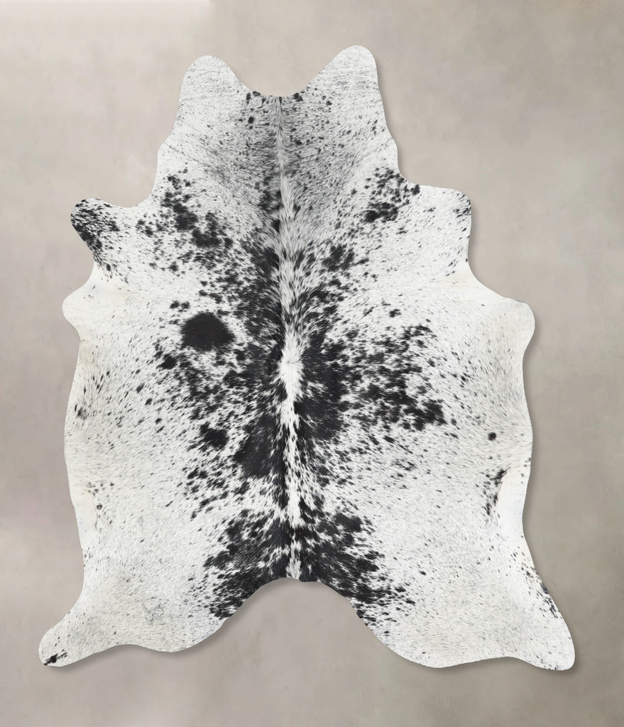 Salt and Pepper Black X-Large Brazilian Cowhide Rug 7'0"H x 6'3"W #B13425 by Hudson Hides