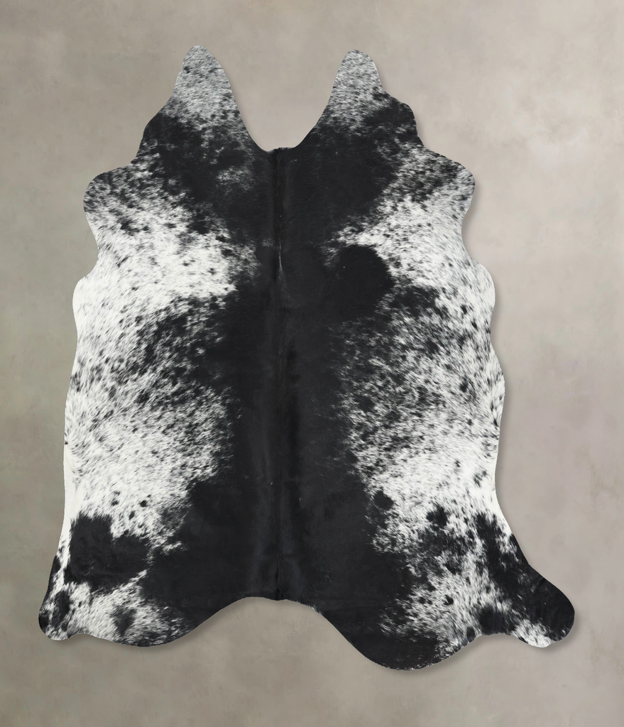 Salt and Pepper Black X-Large Brazilian Cowhide Rug 6'7"H x 6'6"W #B13436 by Hudson Hides