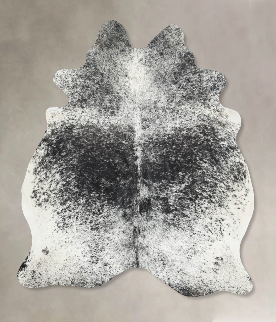 Salt and Pepper Black Large Brazilian Cowhide Rug 6'11"H x 5'6"W #B13440 by Hudson Hides