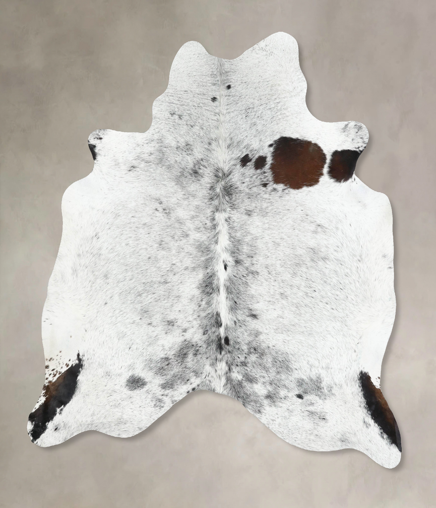 Salt and Pepper Black X-Large Brazilian Cowhide Rug 7'0"H x 6'2"W #B13442 by Hudson Hides