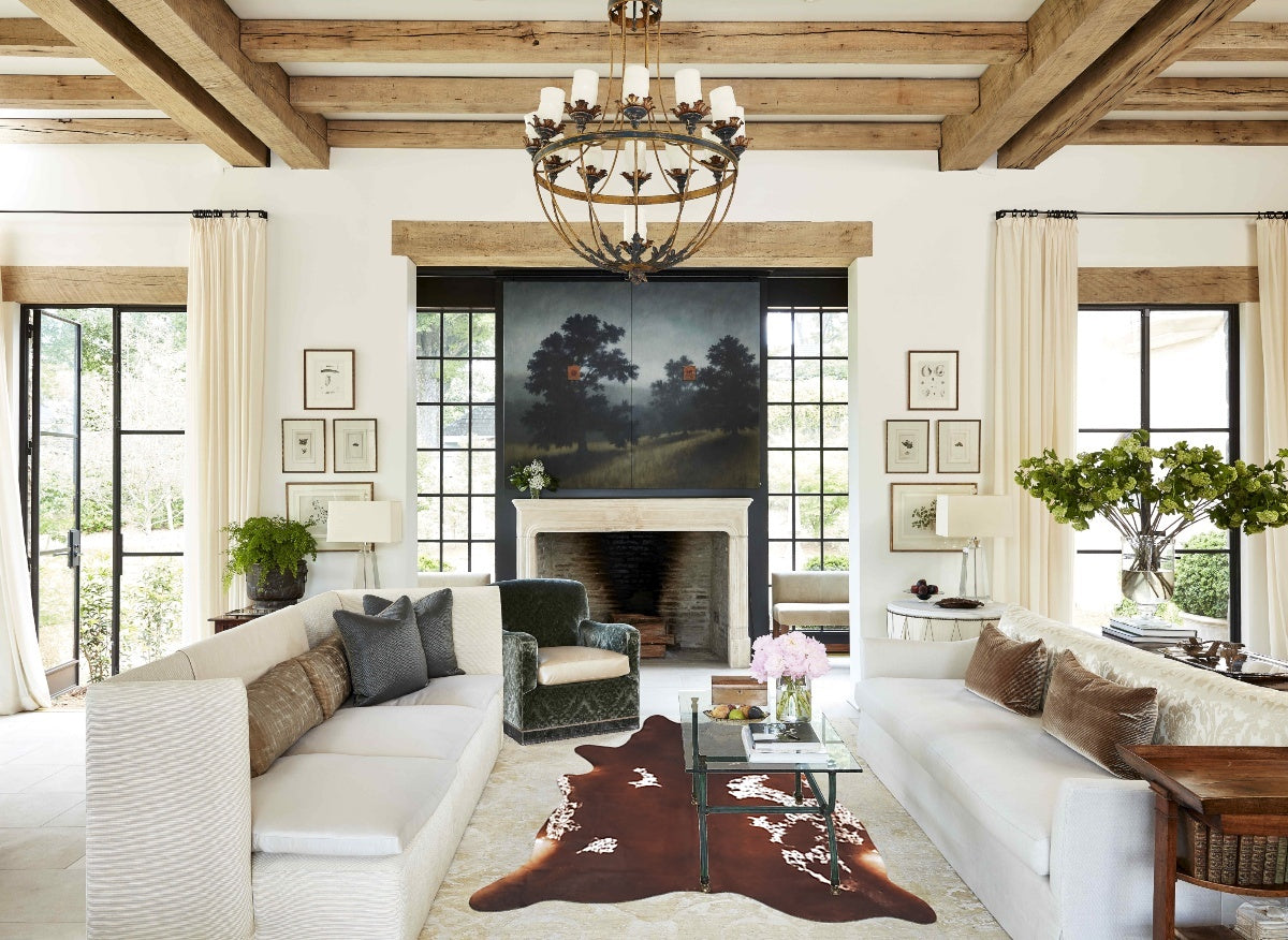 Brown and White Regular Cowhide Rug #B13446