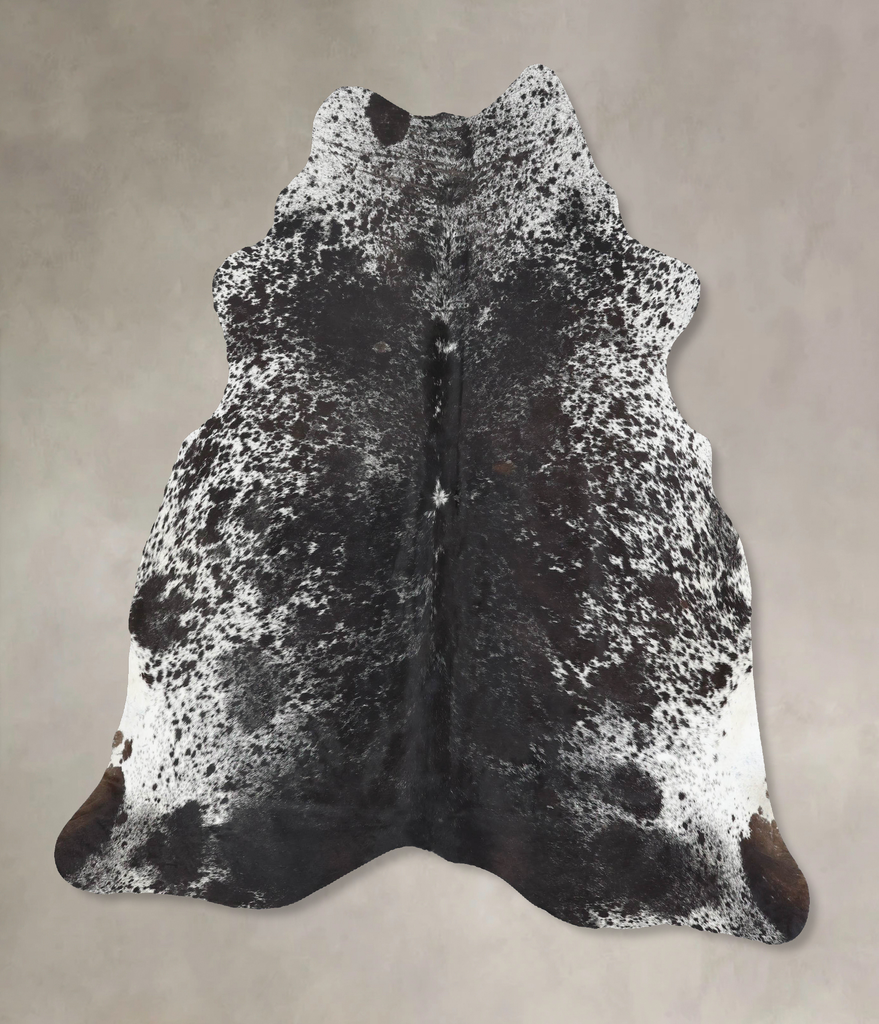 Salt and Pepper Black X-Large Brazilian Cowhide Rug 7'1"H x 6'3"W #B13449 by Hudson Hides