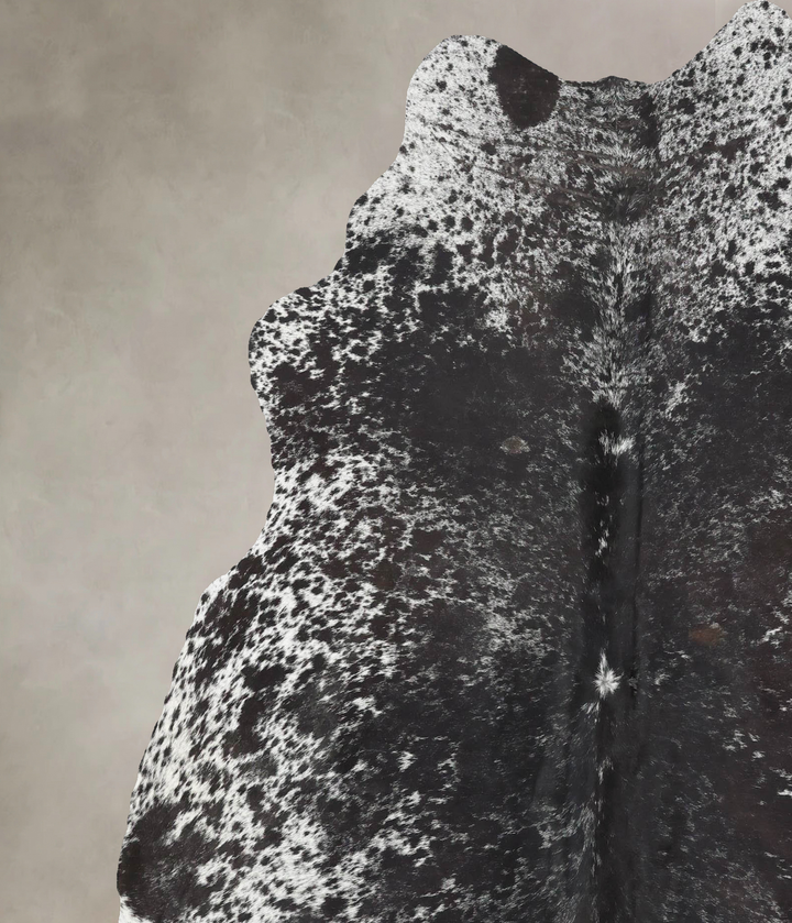 Salt and Pepper Black X-Large Brazilian Cowhide Rug 7'1"H x 6'3"W #B13449 by Hudson Hides