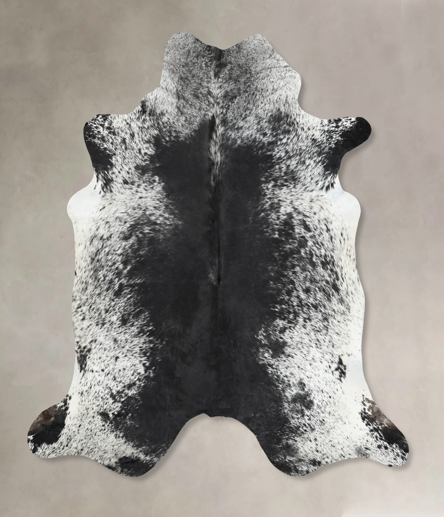 Salt and Pepper Black X-Large Brazilian Cowhide Rug 7'1"H x 6'8"W #B13451 by Hudson Hides