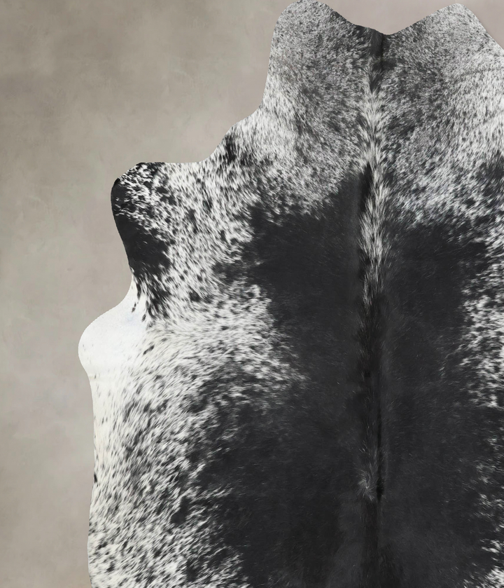 Salt and Pepper Black X-Large Brazilian Cowhide Rug 7'1"H x 6'8"W #B13451 by Hudson Hides
