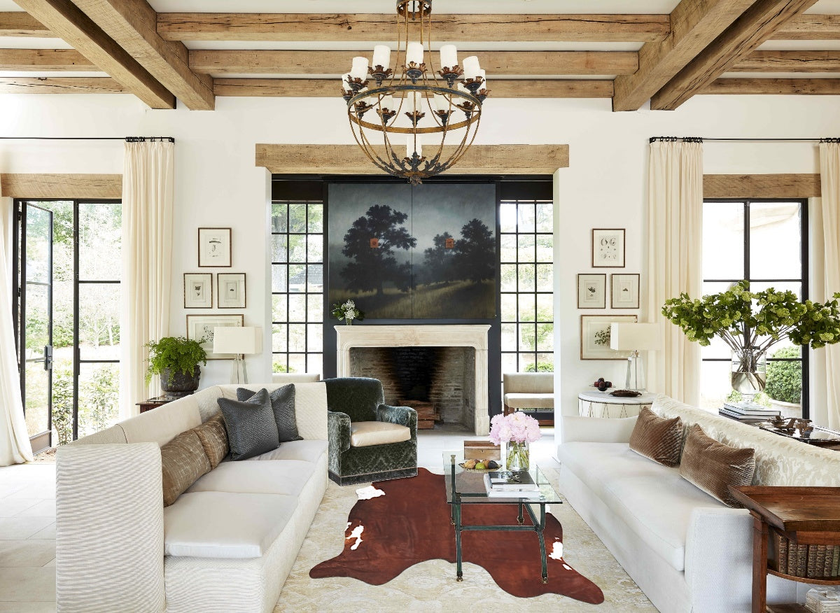 Brown and White Regular Cowhide Rug #B13538