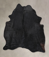 Solid Black X-Large Brazilian Cowhide Rug 7'1"H x 6'3"W #B13541 by Hudson Hides