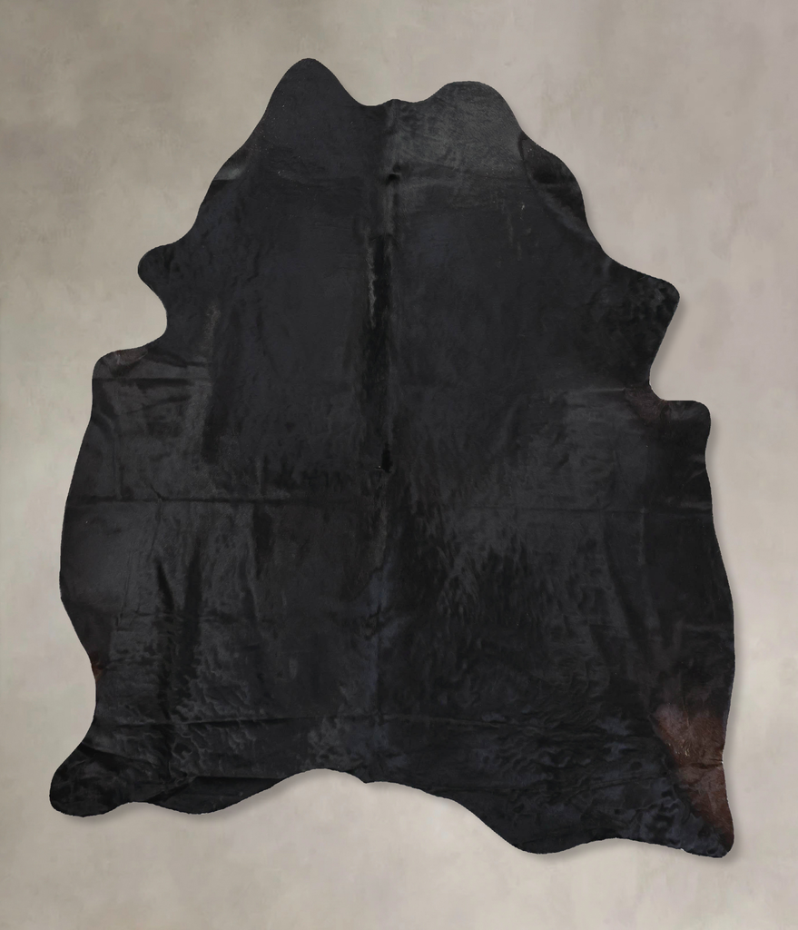 Solid Black X-Large Brazilian Cowhide Rug 7'1"H x 6'3"W #B13541 by Hudson Hides