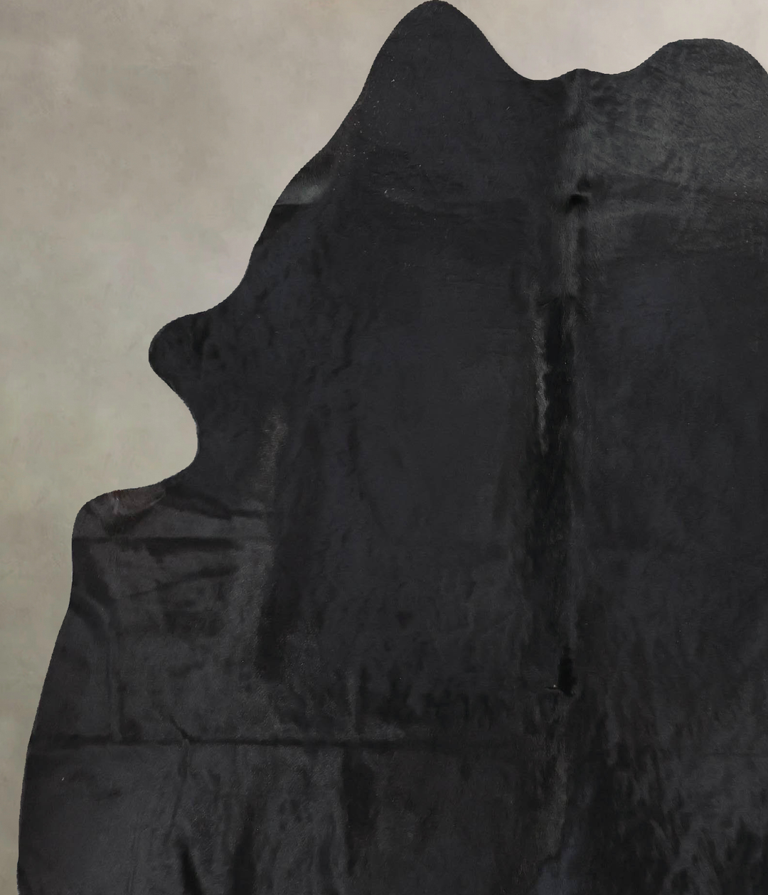 Solid Black X-Large Brazilian Cowhide Rug 7'1"H x 6'3"W #B13541 by Hud