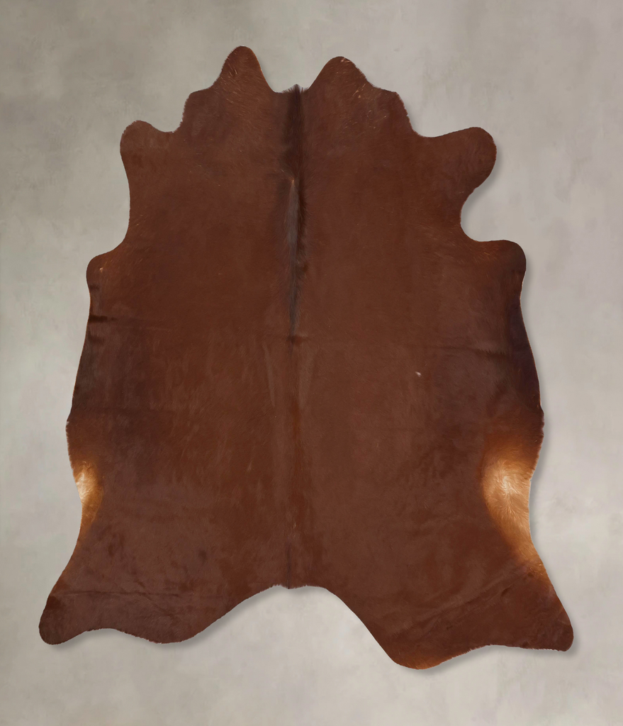 Solid Brown X-Large Brazilian Cowhide Rug 6'10"H x 7'1"W #B13544 by Hudson Hides