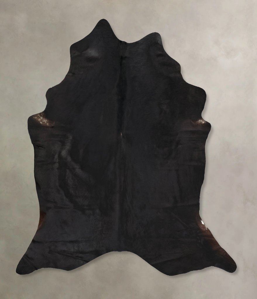 Solid Black X-Large Brazilian Cowhide Rug 7'5"H x 6'8"W #B13552 by Hudson Hides