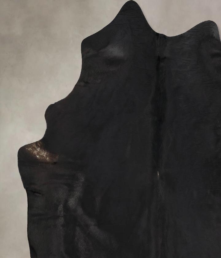 Solid Black X-Large Brazilian Cowhide Rug 7'5"H x 6'8"W #B13552 by Hudson Hides