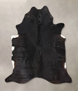 Solid Black X-Large Brazilian Cowhide Rug 7'5"H x 6'8"W #B13576 by Hudson Hides
