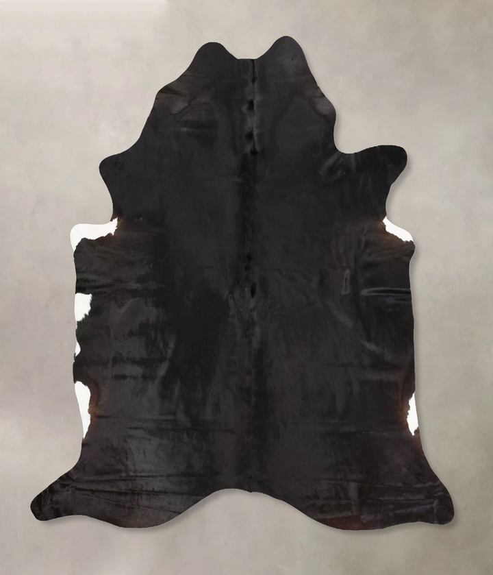 Solid Black X-Large Brazilian Cowhide Rug 7'5"H x 6'8"W #B13576 by Hudson Hides
