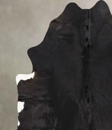 Solid Black X-Large Brazilian Cowhide Rug 7'5"H x 6'8"W #B13576 by Hudson Hides