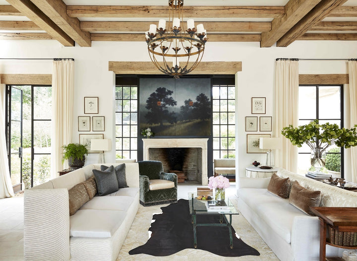 Solid Black X-Large Brazilian Cowhide Rug 7'5"H x 6'8"W #B13576 by Hudson Hides