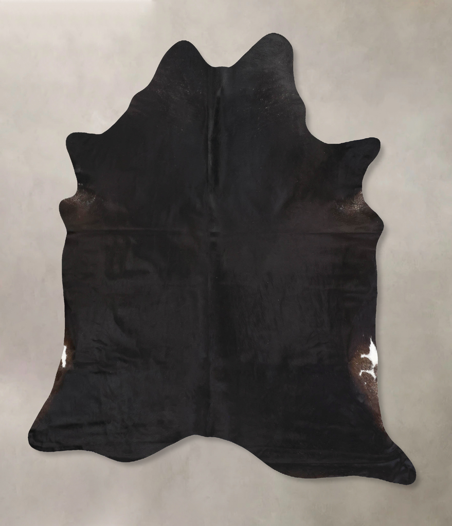 Solid Black X-Large Brazilian Cowhide Rug 7'5"H x 6'4"W #B13622 by Hudson Hides